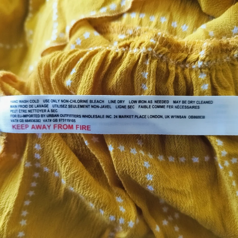 Free People Intimately Marigold Yellow w/ White Stars Snap Front Sundress Small